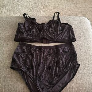 NWOT spider web bra and panty